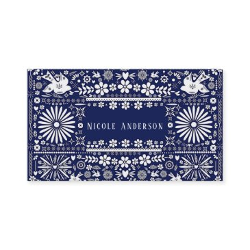 mexican picado navy blue white cut paper papel business invitations