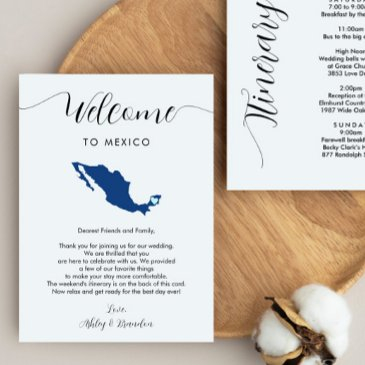 mexico map wedding welcome itinerary & letter