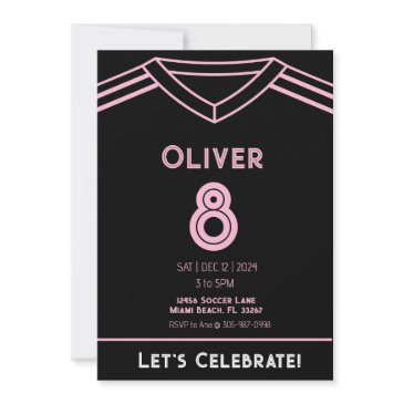 miami pink and black soccer party birthday invitat invitation