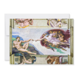 Small Michelangelo - Creation Of Adam, Sistine Chapel's Thank You Invitations Front View