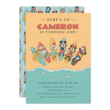 mickey and friends surf's up summer birthday invitation