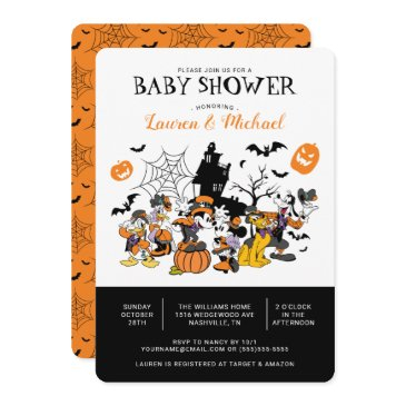 mickey & friends halloween baby shower invitation