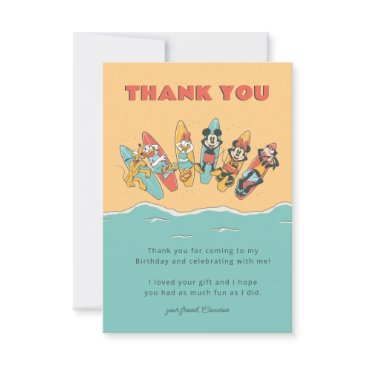 mickey & friends surf's up birthday thank you
