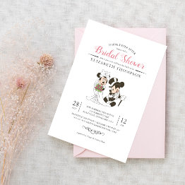 Small Mickey & Minnie | Bride And Groom Bridal Shower Invitation Front View