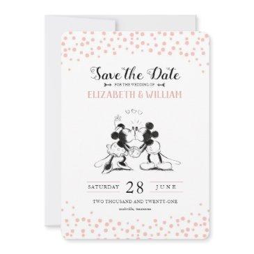 mickey & minnie | pink confetti save the date invitation