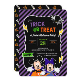 Small Mickey & Minnie | Trick Or Treat - Halloween Party Invitation Front View