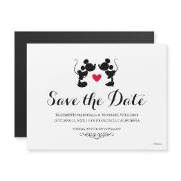 Small Mickey & Minnie Wedding | Silhouette Save The Date Magnetic Invitation Front View