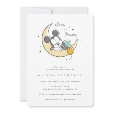 mickey mouse | over the moon - boy baby shower invitation