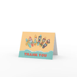Small Mickey Mouse Surf's Up Summer Birthday Thank You Front View