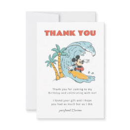 Small Mickey Mouse Surf's Up Summer Birthday Thank You Front View
