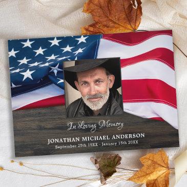 military funeral memorial photo usa flag sympathy thank you invitations