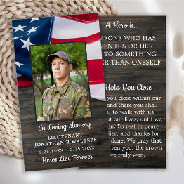 Small Military Memorial Fallen Soldier Prayer Invitations Front View