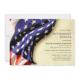 Small Military Patriotic Red White And Blue Retirement Invitation Front View