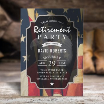 military retirement party patriotic american flag invitation