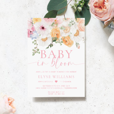 millie floral baby in bloom baby shower invitation