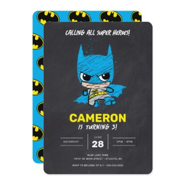 mini classic batman chalkboard birthday invitation