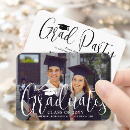 Small Mini Photo Joint Graduation Party Invitation Invitations Front View