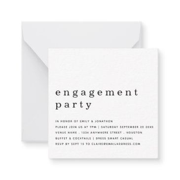 mini simple black white engagement party invite