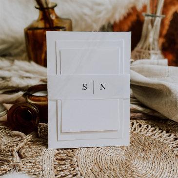 minimal and chic | black and white monogram invitation belly band