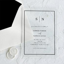 Small Minimal And Chic | Black Border Wedding Acrylic Invitations Front View