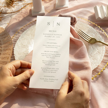 minimal and chic | sage green and white wedding menu
