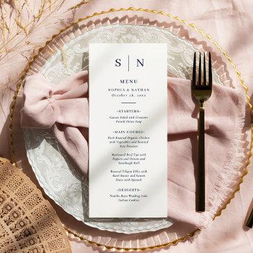 minimal and chic | white and navy blue wedding menu