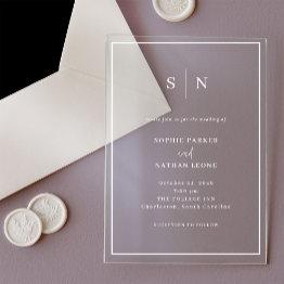 Small Minimal And Chic | White Border Wedding Acrylic Invitations Front View