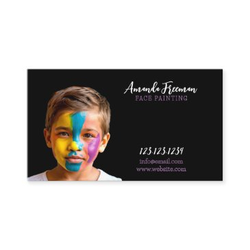 minimal black and purple face painter business invitations