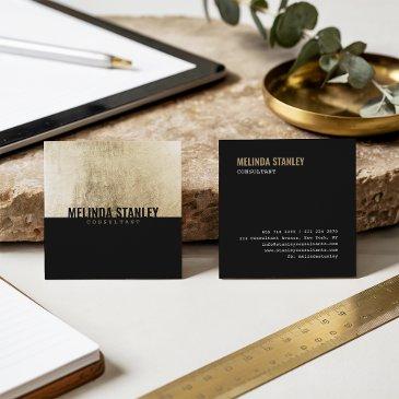 minimal black chic gold foil elegant color block square business invitations