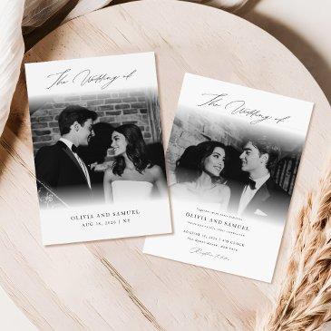 minimal calligraphy script overlay photo wedding invitation