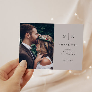 minimal chic | soft gray and black photo thank you postinvitations