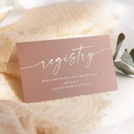 Small Minimal Clay & Blush Ombre Fade Wedding Registry Enclosure Invitations Front View
