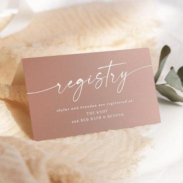 minimal clay & blush ombre fade wedding registry enclosure invitations