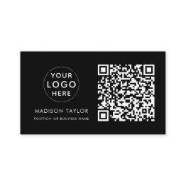 Small Minimal Custom Company Logo Qr Code Basic Black Business Invitations Front View