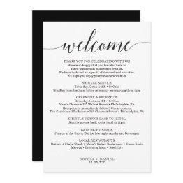 Small Minimal Elegance Wedding Welcome Letter Itinerary Invitation Front View