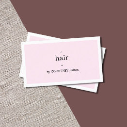 Small Minimal Elegant Light Rose White Hairstylist Business Invitations Front View