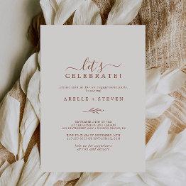 Small Minimal Leaf | Boho Cream Let's Celebrate Invitation Front View