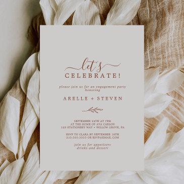 minimal leaf | boho cream let's celebrate invitation