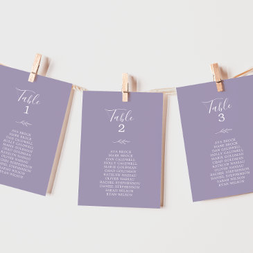 minimal leaf | lavender hanging seating chart invitations