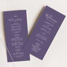 Small Minimal Leaf | Plum Purple Wedding Program Front View