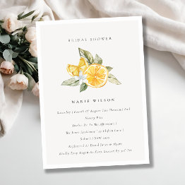 Small Minimal Lemon Botanical Bridal Shower Invite Front View