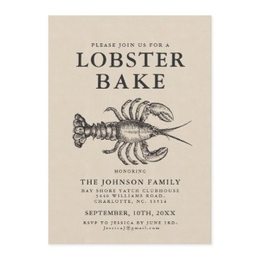 minimal lobster bake vintage style invite