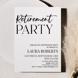 Small Minimal Minimalist Simple Elegant Retirement Party Invitation Front View