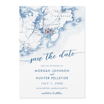 minimal modern gloucester massachusetts map save the date
