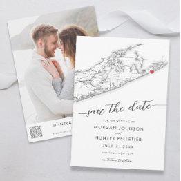 Small Minimal Modern Gurney's Montauk Resort Wedding Save The Date Front View
