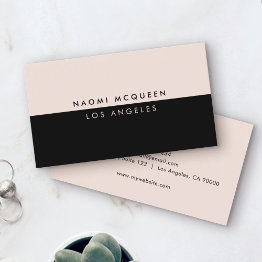 Small Minimal Modern Luxury Blush Pink Black Business Invitations Front View