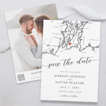minimal modern newport rhode island map save the date