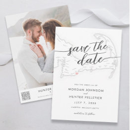 Small Minimal Modern Popponesset Inn Map Save The Date Front View