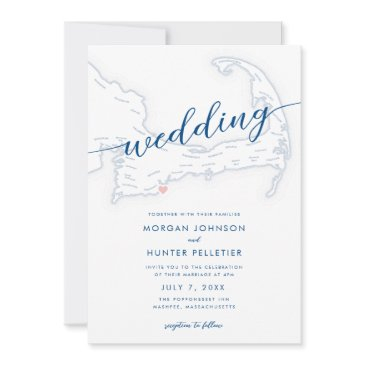 minimal modern popponesset inn map wedding invitation