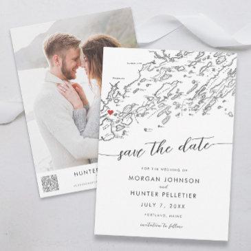 minimal modern portland maine map save the date